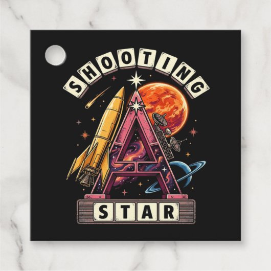 Shooting Star Ruimte Bedankjes Labels (Voorkant)