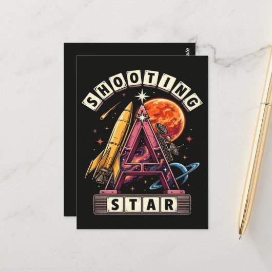 Shooting Star Ruimte Briefkaart (Voorkant / Achterkant in situ)