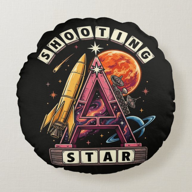 Shooting Star Ruimte Rond Kussen (Voorkant)