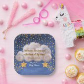 Shooting Star Twin Baby shower Papieren Bordje (Feest)