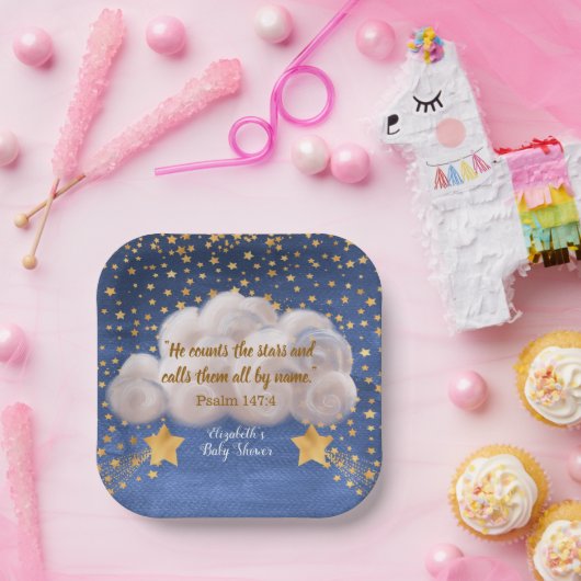 Shooting Star Twin Baby shower Papieren Bordje (Feest)