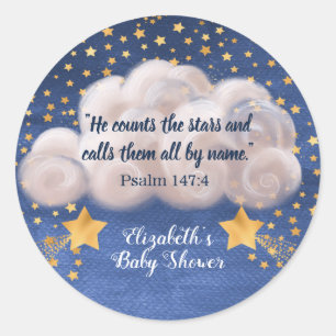 Shooting Star Twin Religieus Baby shower Ronde Sticker