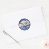 Shooting Star Twin Religieus Baby shower Ronde Sticker (Envelop)