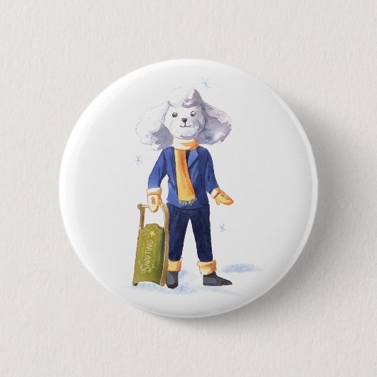 Shooting Star White Dog Button (Voorkant)