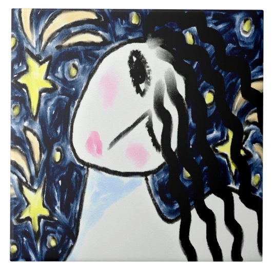 Shooting Stars Abstract digitaal schilderen Tegeltje (Voorkant)