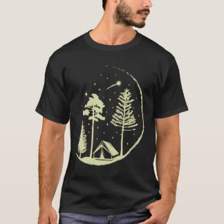Shooting Stars and Trees Circle Natuur Hiking Love T-shirt