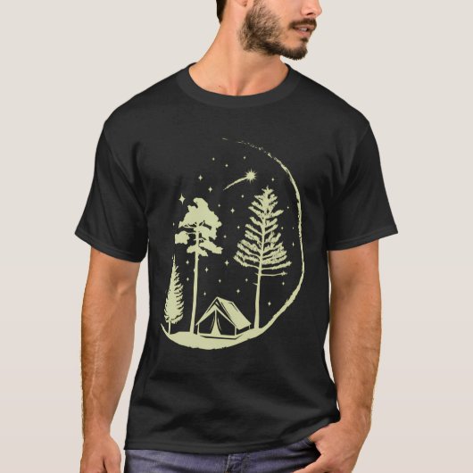 Shooting Stars and Trees Circle Natuur Hiking Love T-shirt (Voorkant)