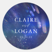 Shooting Stars Celestial Galaxy Bruiloft Ronde Sticker (Voorkant)