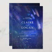 Shooting Stars Celestial Galaxy Wedding Invitation Kaart (Voorkant / Achterkant)
