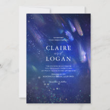 Shooting Stars Celestial Galaxy Wedding Invitation