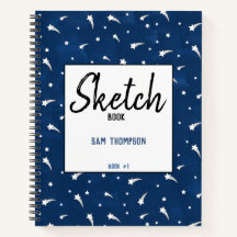 Shooting Stars Navy Blau Aquarel Schetsboek