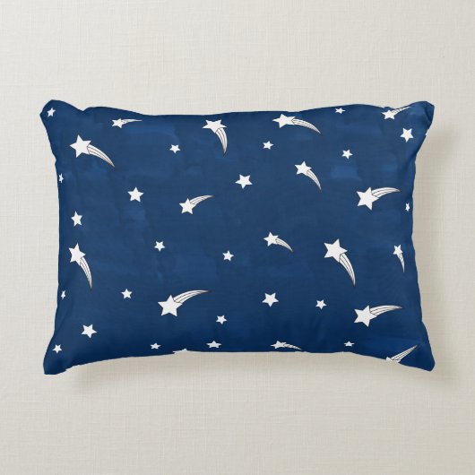 Shooting Stars Navy Blauwe Aquarel Accent Kussen (Voorkant)