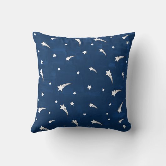 Shooting Stars Navy Blauwe Aquarel Kussen (Achterkant)