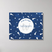 Shooting Stars Navy Blauwe Aquarel Monogram Canvas Afdruk (Voorkant)