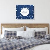 Shooting Stars Navy Blauwe Aquarel Monogram Canvas Afdruk (Insitu (Slaapkamer))
