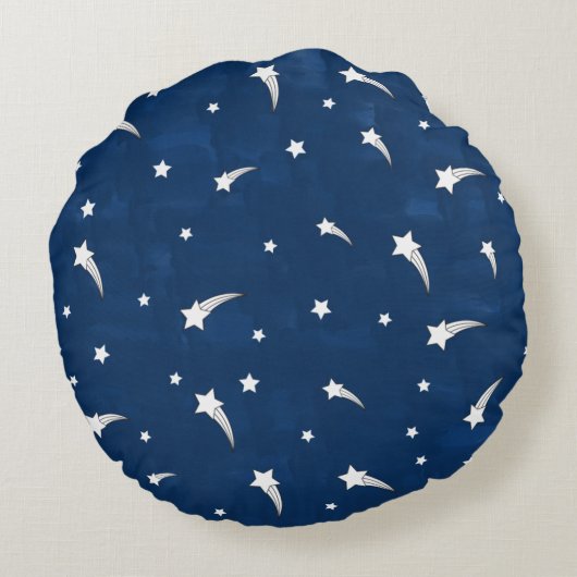 Shooting Stars Navy Blauwe Aquarel Rond Kussen (Achterkant)