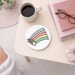 Shooting Stars Regenboog Onderzetter<br><div class="desc">Prachtige pastelkleurige vallende sterren met hun staarten die een regenboog vormen op een onderzetter</div>