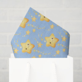 Shooting Stars Soft Blue Sky Whimsical Baby Shower Tissuepapier