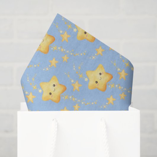 Shooting Stars Soft Blue Sky Whimsical Baby Shower Tissuepapier (Cadeauzakje)
