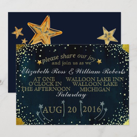 Shooting Stars Wedding Uitnodiging (Voorkant / Achterkant)