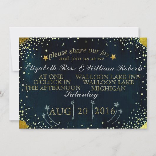 Shooting Stars Wedding Uitnodiging (Voorkant)