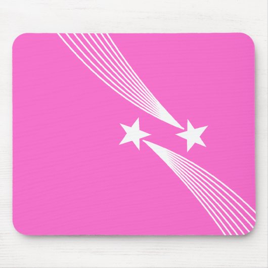 Shooting Stars - Wit op roze FF66CC Muismat (Voorkant)