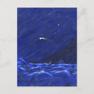 Shootschilderij van de Night Sky Ocean Cliff Star Briefkaart