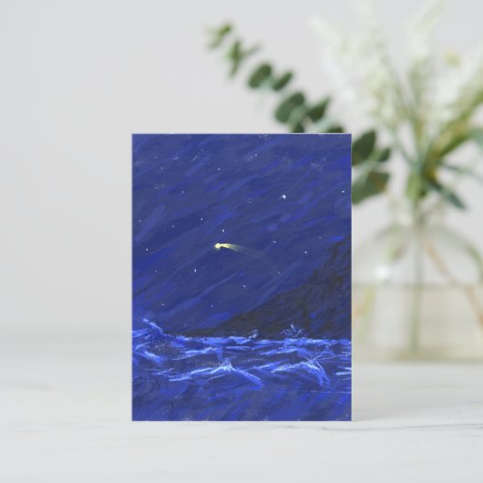 Shootschilderij van de Night Sky Ocean Cliff Star  Briefkaart (Staand voorkant)