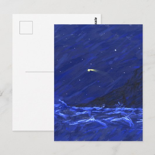 Shootschilderij van de Night Sky Ocean Cliff Star  Briefkaart (Voorkant / Achterkant)