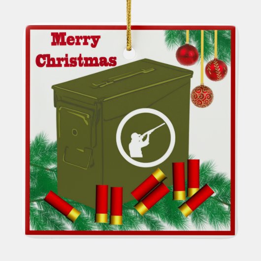 Shootsport Ammo Can Merry Kerstmis Keramisch Ornament (Achterkant)