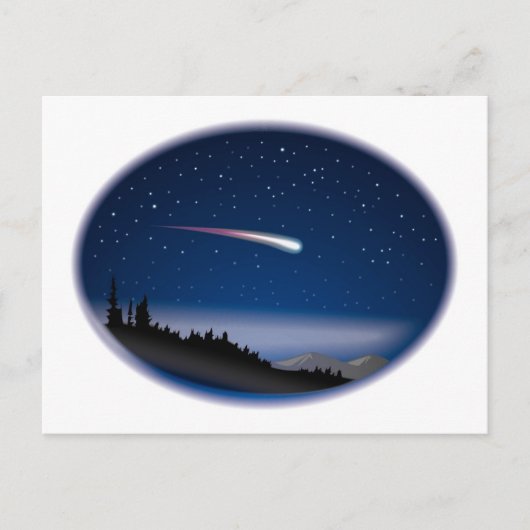 Shootster boven het nachtlandschap briefkaart (Voorkant)