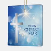 Shootster Christelijk Silver Cross-Kerstmis Keramisch Ornament (Links)