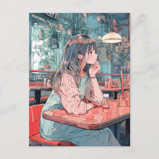 【SHOP限定イラスト】カフェで待ち合わせ|寿司娘GenerativeAI Briefkaart
