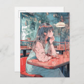 【SHOP限定イラスト】カフェで待ち合わせ|寿司娘GenerativeAI Briefkaart (Voorkant / Achterkant)