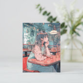 【SHOP限定イラスト】カフェで待ち合わせ|寿司娘GenerativeAI Briefkaart (Staand voorkant)