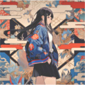 【SHOP限定イラスト】和柄JKシール 寿司娘 GenerativeAI Sticker (Voorkant)