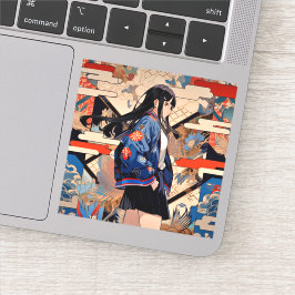 【SHOP限定イラスト】和柄JKシール 寿司娘 GenerativeAI Sticker