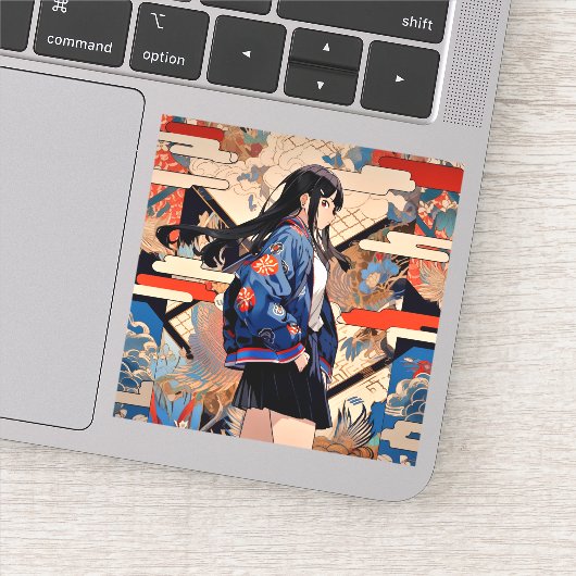 【SHOP限定イラスト】和柄JKシール 寿司娘 GenerativeAI Sticker (Detail)