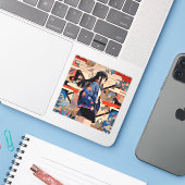 【SHOP限定イラスト】和柄JKシール 寿司娘 GenerativeAI Sticker (Laptop met iPhone)