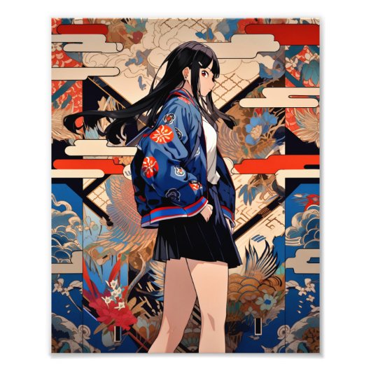 【SHOP限定イラスト】和柄JKポスター|寿司娘 GenerativeAI Foto Afdruk (Voorkant)