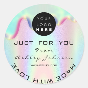 Shop Dank Logo Holographi gemaakt met Love Blue Ronde Sticker