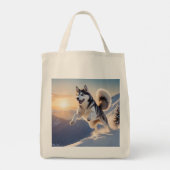 Shop duurzaam met deze Siberische Husky kruidenier Tote Bag (Achterkant)