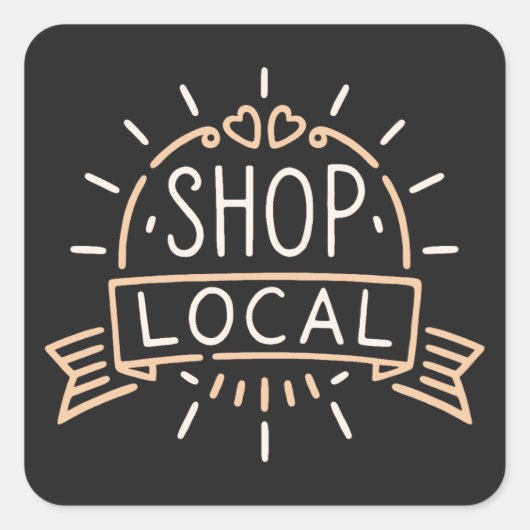 Shop lokale retro  esthetisch vierkante sticker (Voorkant)