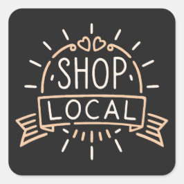 Shop lokale retro  esthetisch vierkante sticker