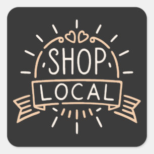 Shop lokale retro  esthetisch vierkante sticker