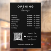 Shop Open Timing QR Code Sleek Black Raamsticker (Vel 2)