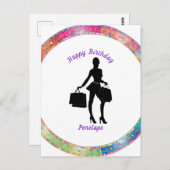 Shopaholic Glam Birthday Briefkaart (Voorkant / Achterkant)