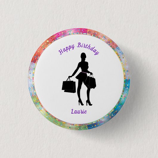 Shopaholic Glam Birthday Button (Voorkant)