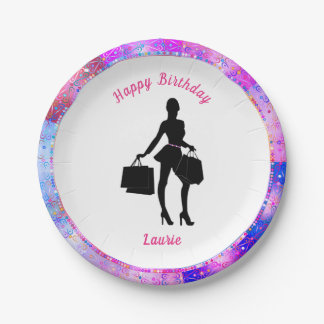 Shopaholic Glam Verjaardagspapier Borden Papieren Bordje