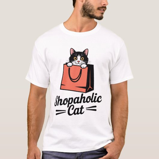 Shopaholic kat grappig T-shirt (Voorkant)